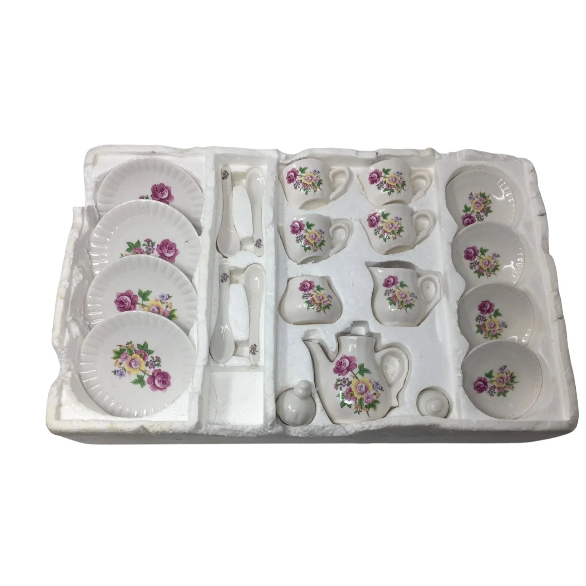Vintage 21 Piece Miniature Tea Set with Tea Pot, Tea Cups, Saucers and Spoons - A+ Stuff - teapot - A+ Stuff