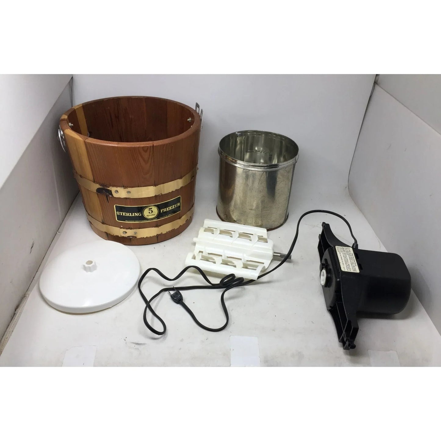 Vintage 5 Quart Electric Ice Cream Freezer In original box - A+ Stuff - primitive kitchen tools - A+ Stuff