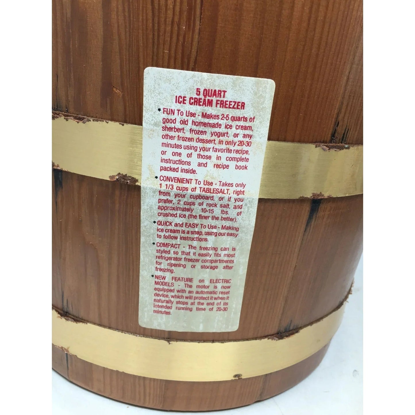 Vintage 5 Quart Electric Ice Cream Freezer In original box - A+ Stuff - primitive kitchen tools - A+ Stuff