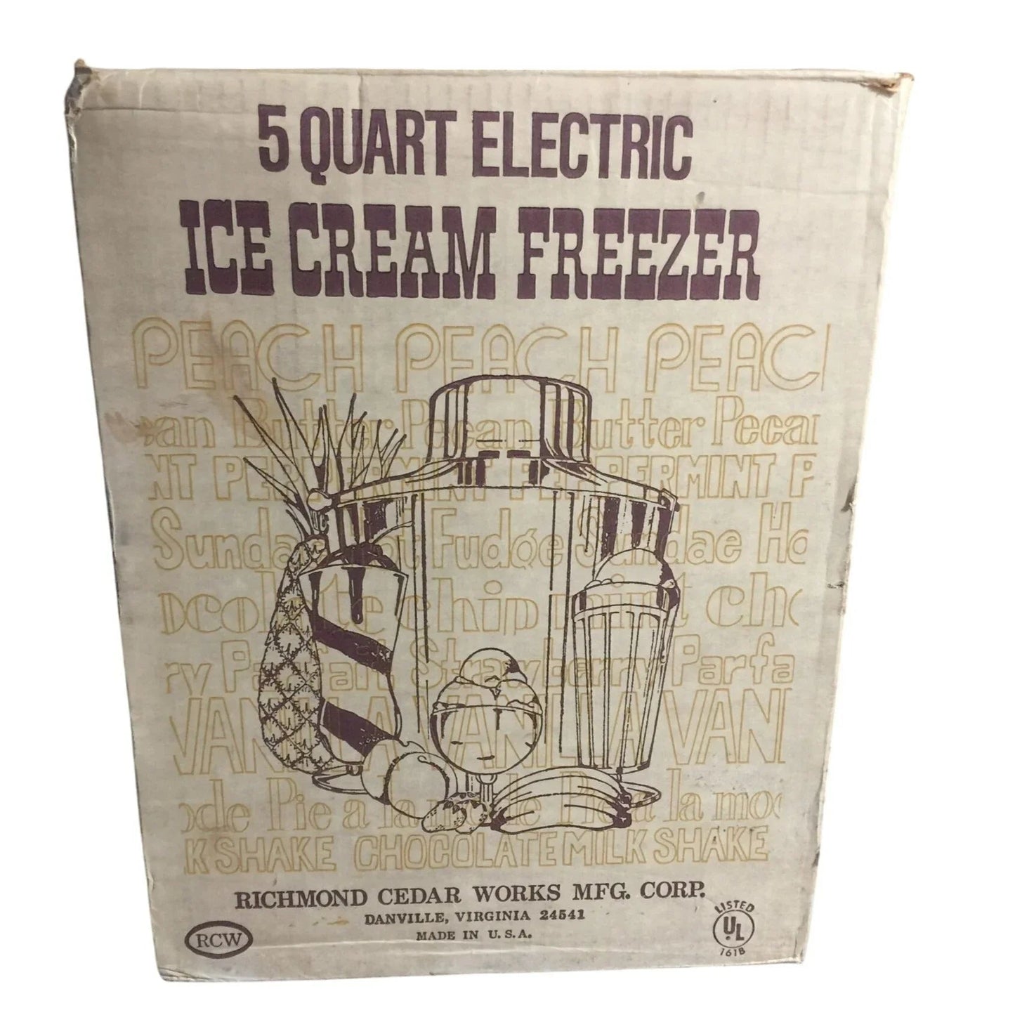 Vintage 5 Quart Electric Ice Cream Freezer In original box - A+ Stuff - primitive kitchen tools - A+ Stuff