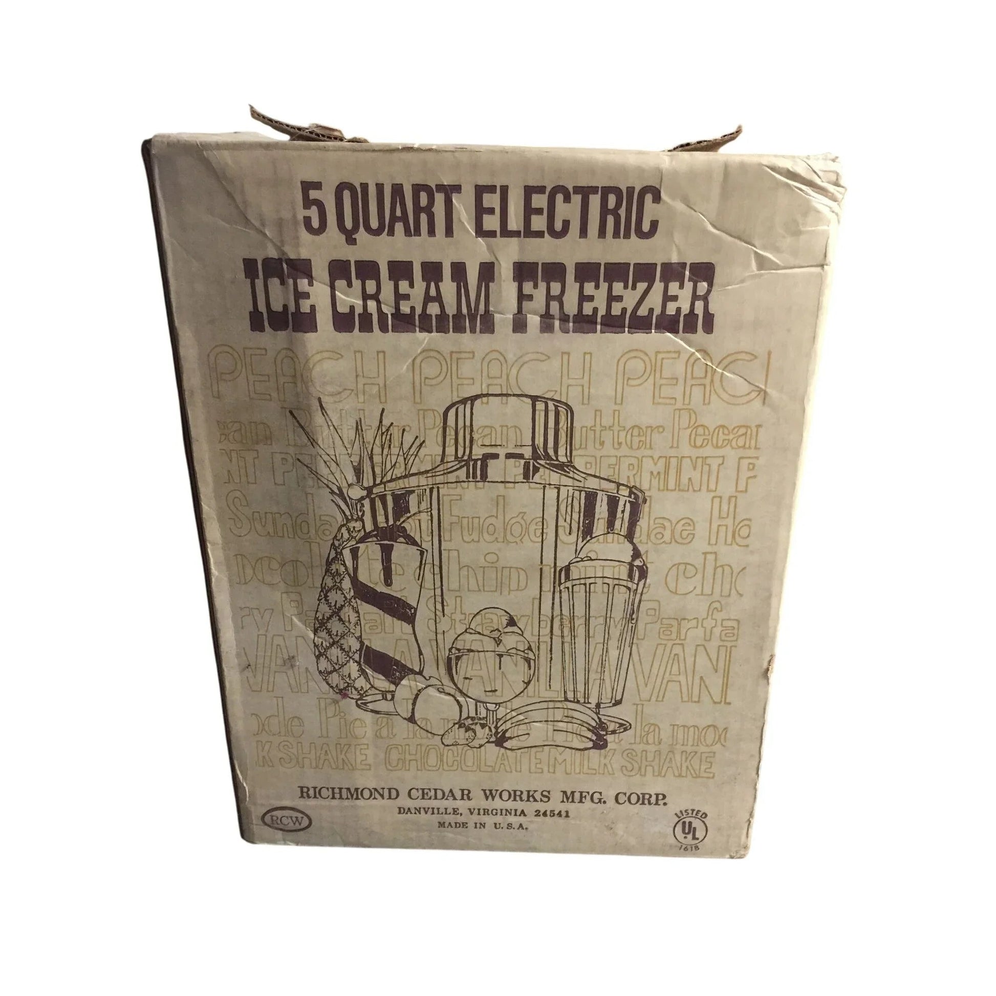 Vintage 5 Quart Electric Ice Cream Freezer In original box - A+ Stuff - primitive kitchen tools - A+ Stuff