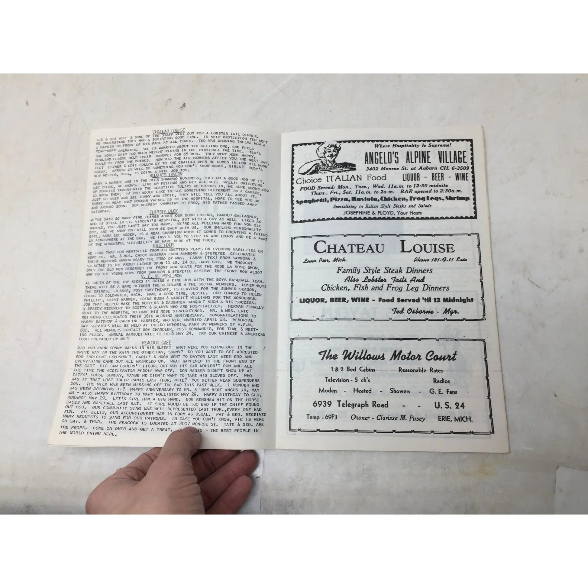 Vintage advertisement for local Toledo, Ohio Establishments - A+ Stuff - Books - A+ Stuff