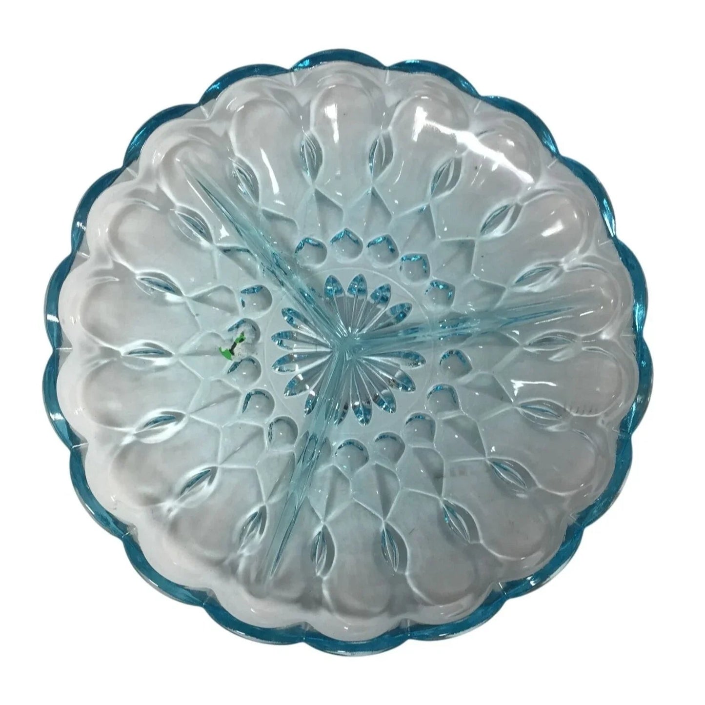 Vintage Anchor Hocking Light Blue Glass Triple Divided Relish Dish - A+ Stuff - Glass - A+ Stuff