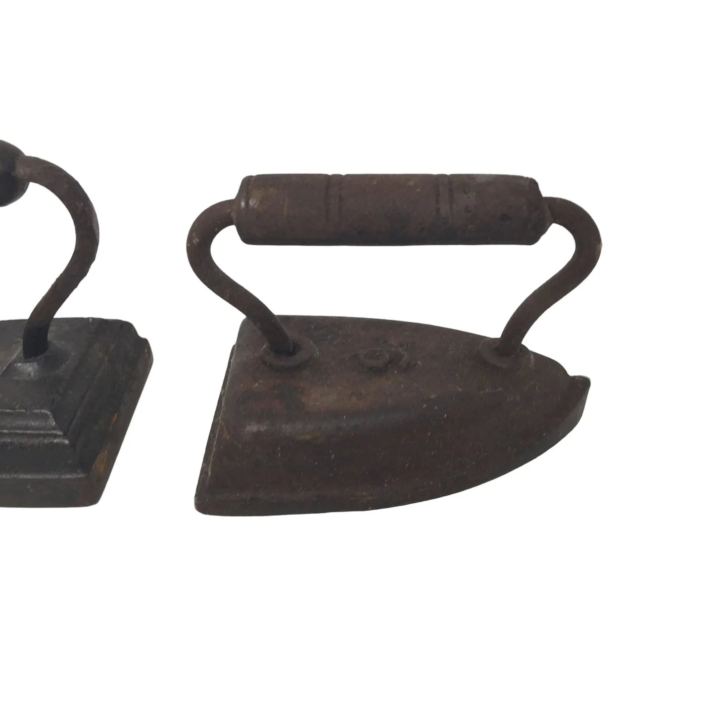Vintage Antique Cast Iron Sad Irons (2) and Trivet - Simmons HDW Co. St. Louis - A+ Stuff