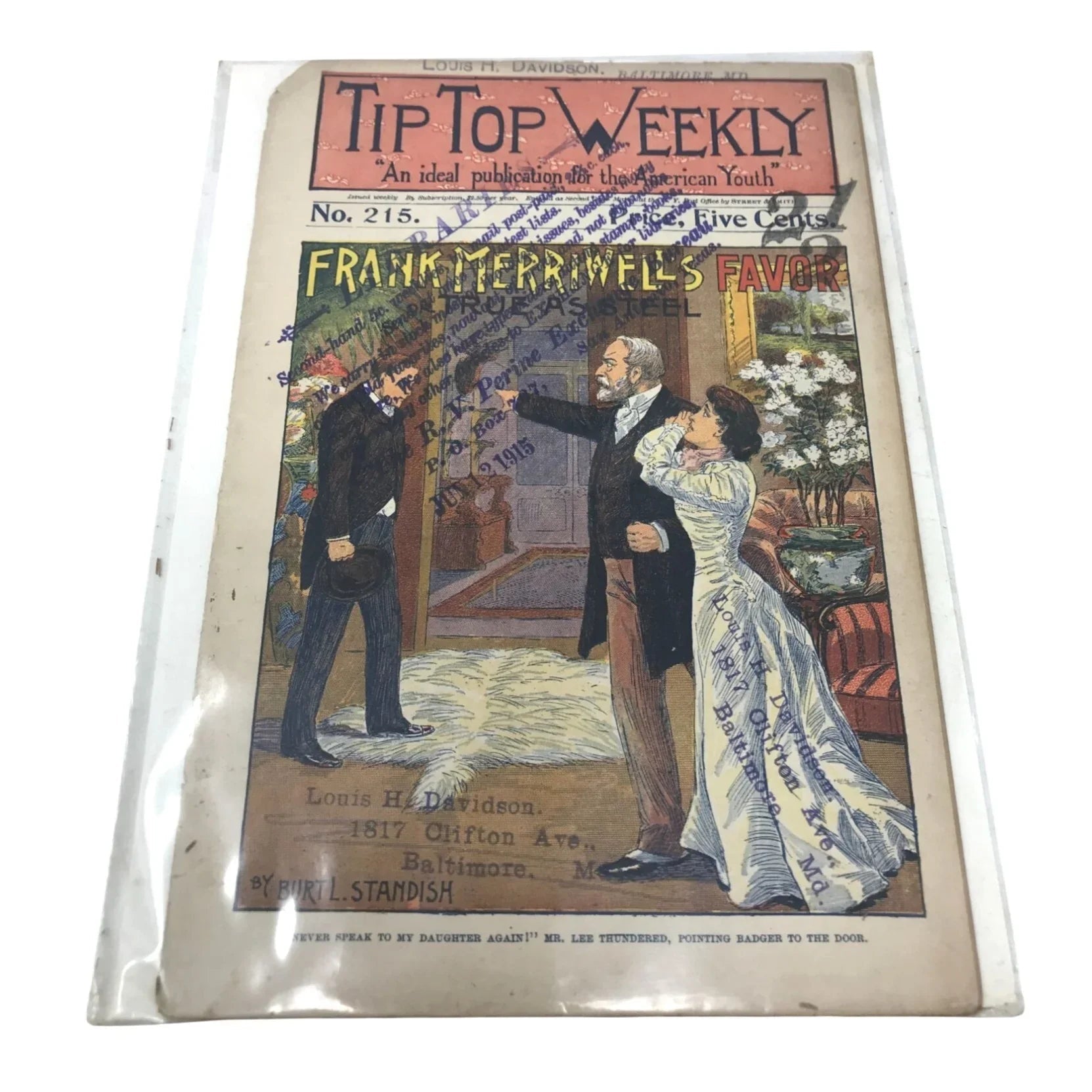 Vintage Antique Tip Top Weekly Magazine No 215 by Burt L. Standish - Tip Top Weekly - Magazines - A+ Stuff