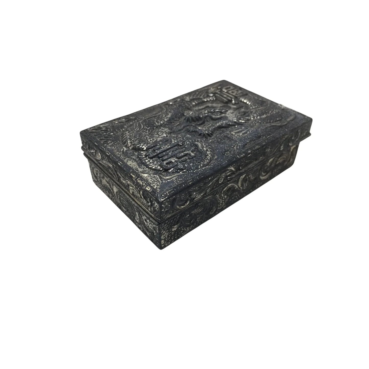 Vintage Asian Dragon Silver Tone Trinket Box - A+ Stuff - Jewelry Box - A+ Stuff