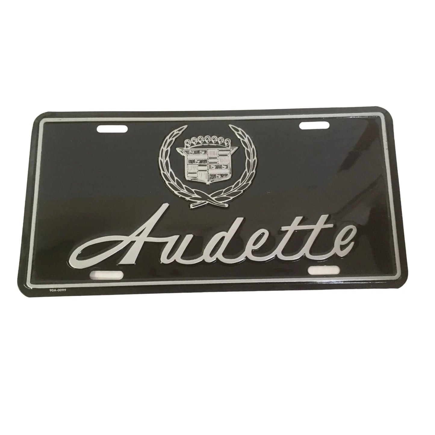 Vintage Audette License Plate - Black and Silver - A+ Stuff - Auto Part - A+ Stuff