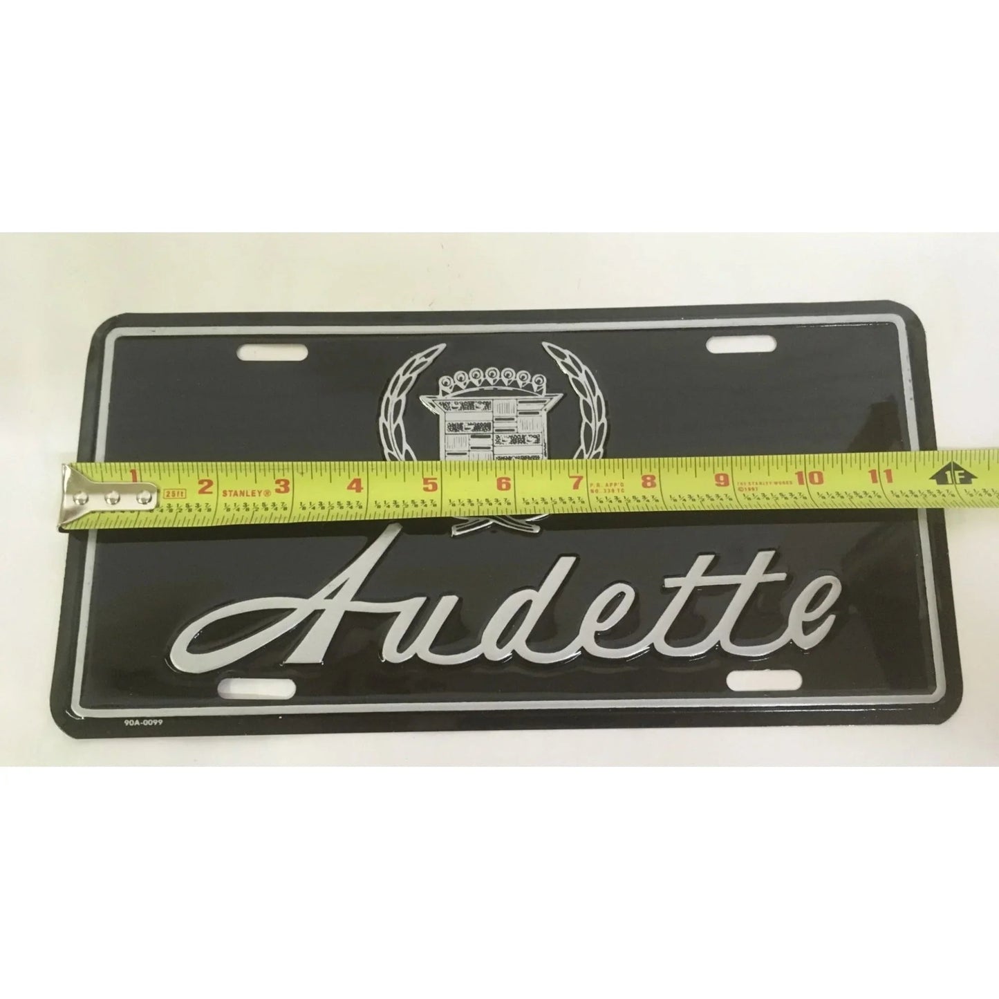 Vintage Audette License Plate - Black and Silver - A+ Stuff - Auto Part - A+ Stuff