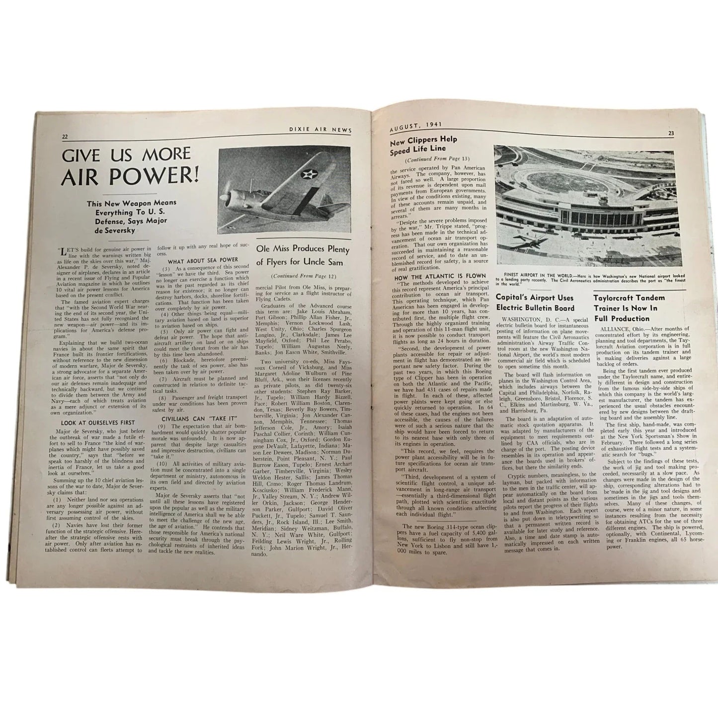 Vintage August 1941 Dixie Air News Covers Southern Aviation Magazine - A+ Stuff - vintage Magazine - A+ Stuff