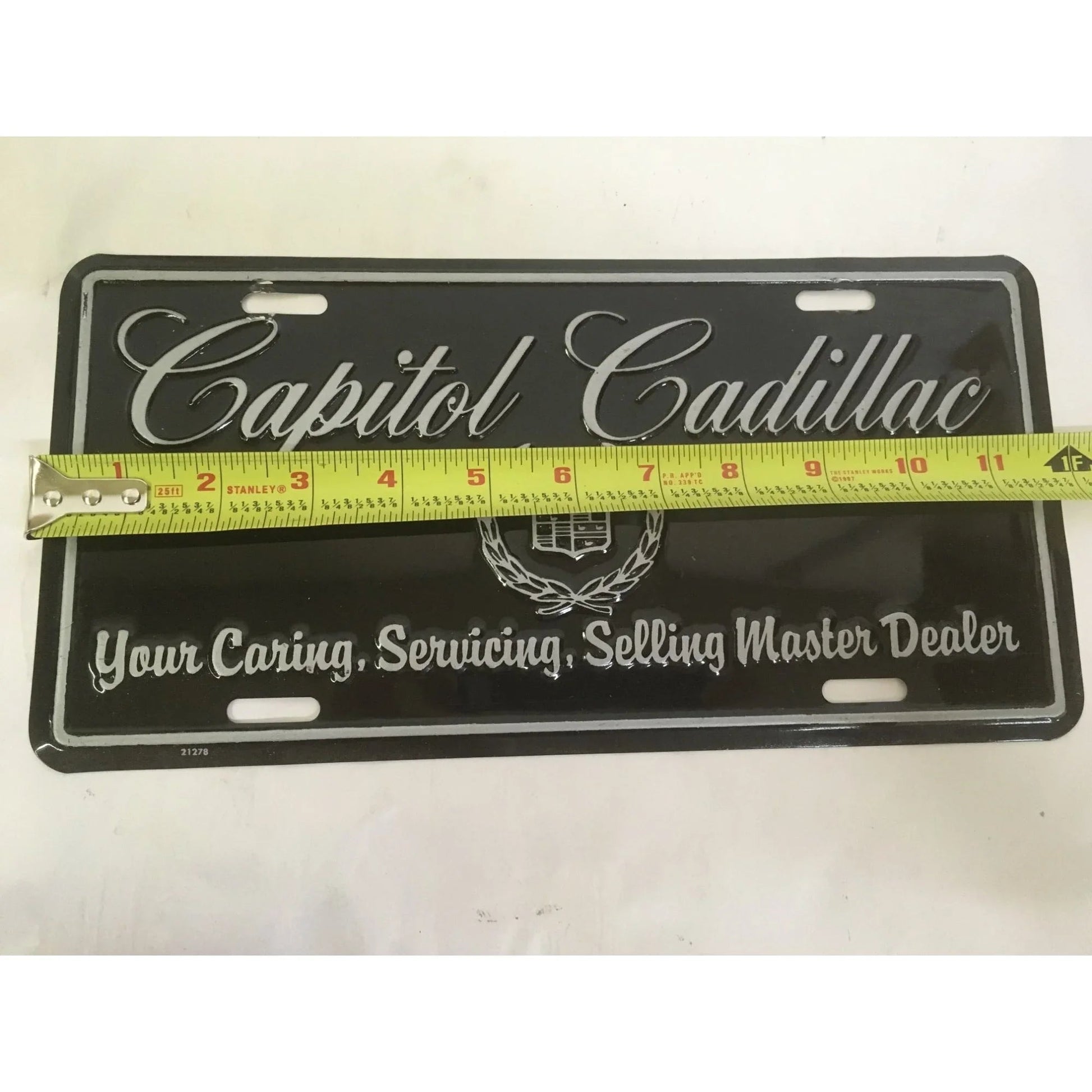 Vintage Black and Silver Capitol Cadillac License Plate - cadillac - Auto Part - A+ Stuff