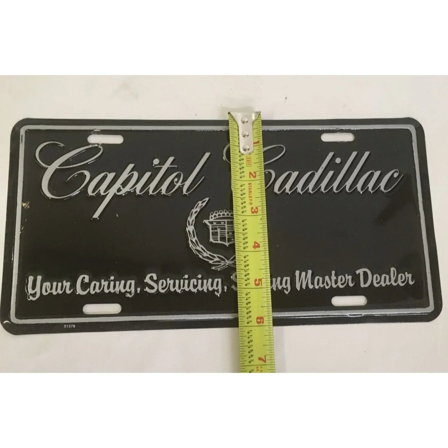 Vintage Black and Silver Capitol Cadillac License Plate - cadillac - Auto Part - A+ Stuff