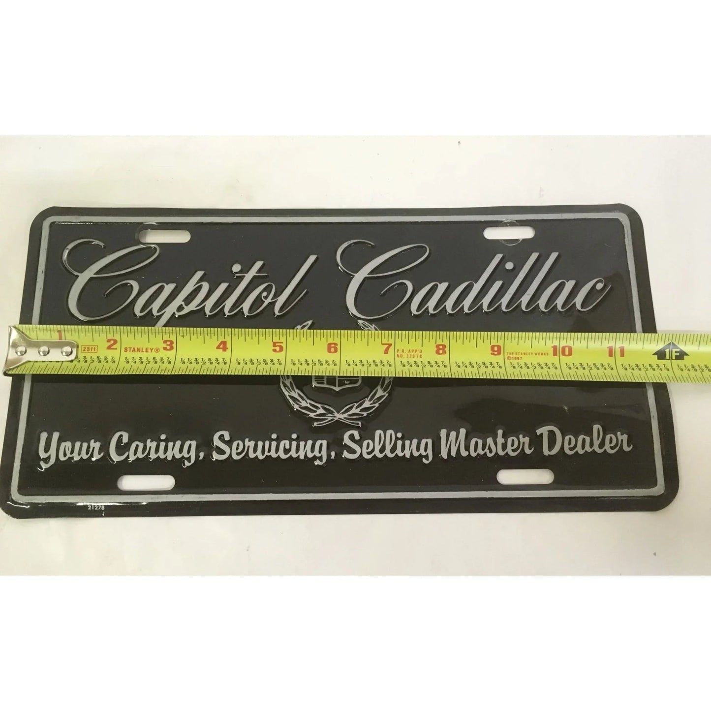 Vintage Black and Silver Capitol Cadillac License Plate - cadillac - Auto Part - A+ Stuff
