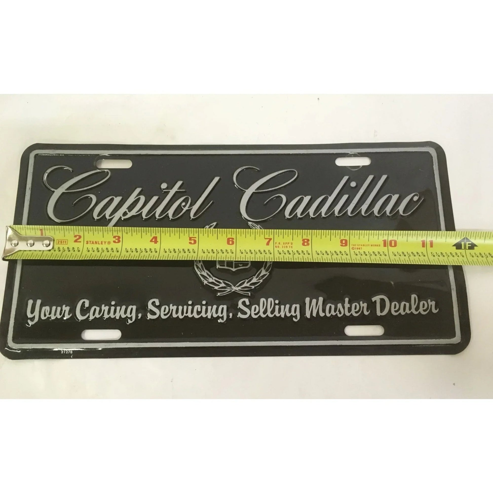 Vintage Black and Silver Capitol Cadillac License Plate - cadillac - Auto Part - A+ Stuff