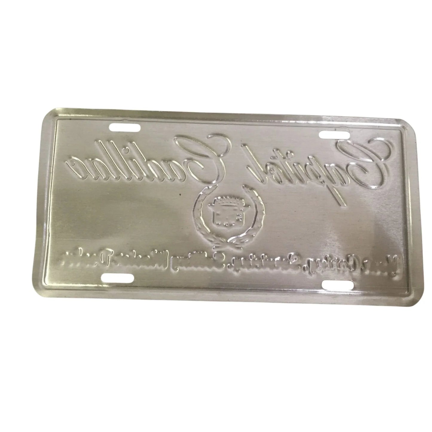 Vintage Black and Silver Capitol Cadillac License Plate - cadillac - Auto Part - A+ Stuff