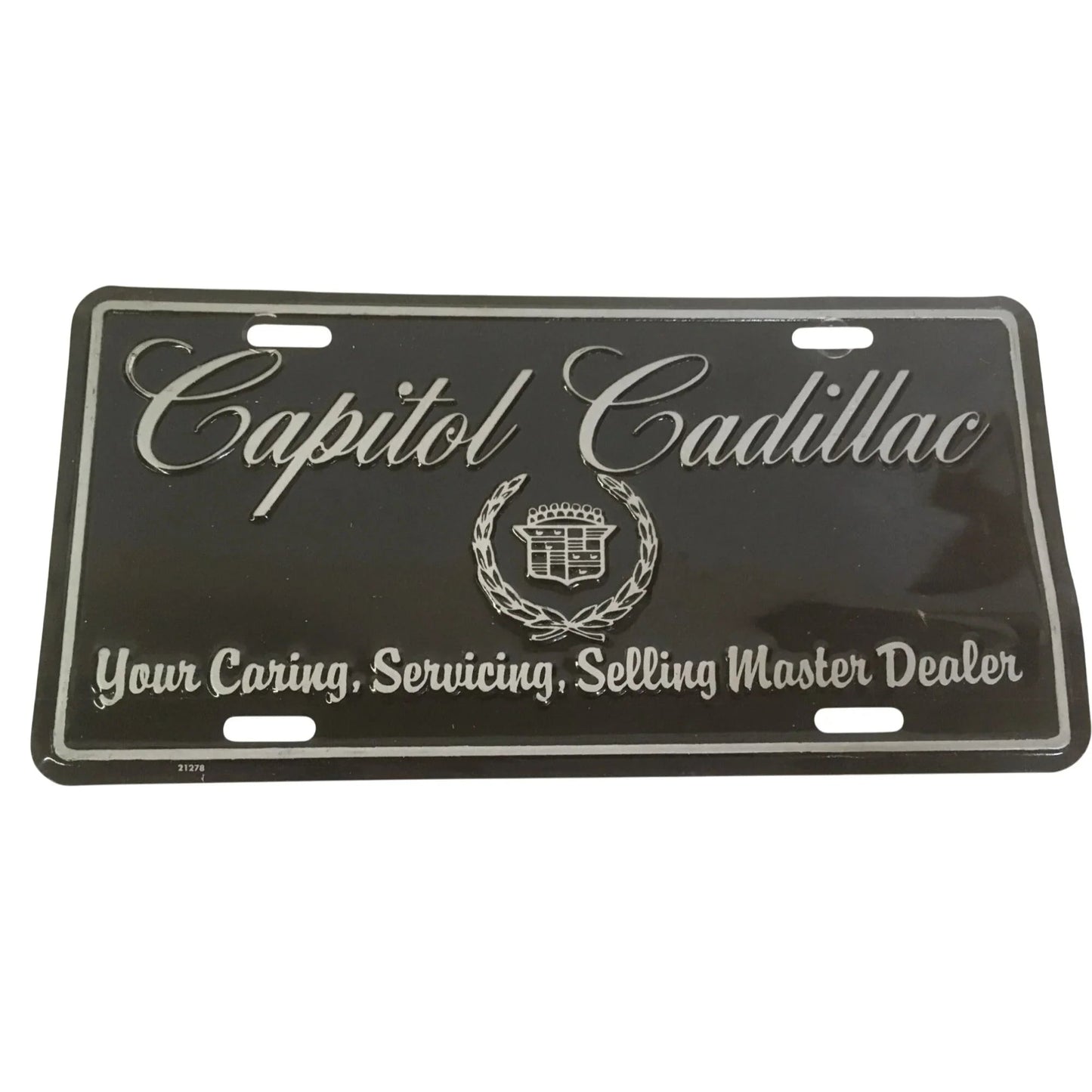 Vintage Black and Silver Capitol Cadillac License Plate - cadillac - Auto Part - A+ Stuff