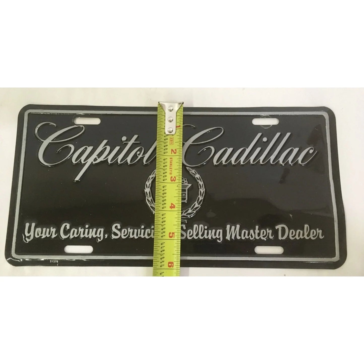 Vintage Black and Silver Capitol Cadillac License Plate - cadillac - Auto Part - A+ Stuff