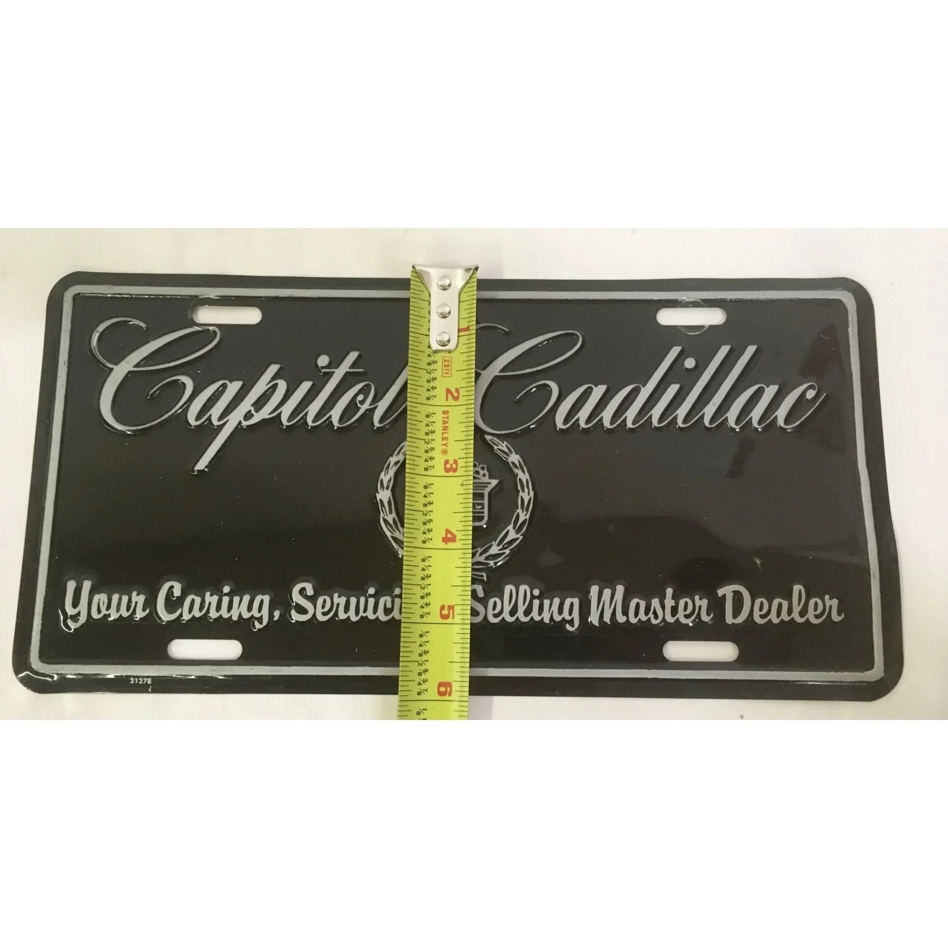 Vintage Black and Silver Capitol Cadillac License Plate - cadillac - Auto Part - A+ Stuff