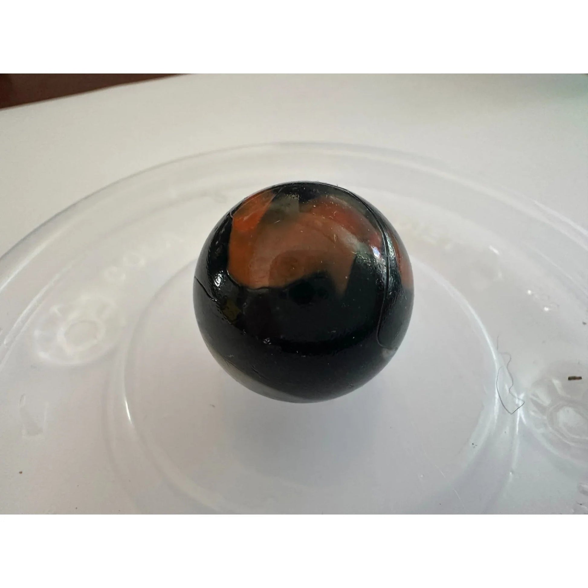 VINTAGE BLACK SHOOTER MARBLES WITH WHITE, YELLOW AND ORANGE SWIRLS - A+ Stuff - Collectibles - A+ Stuff