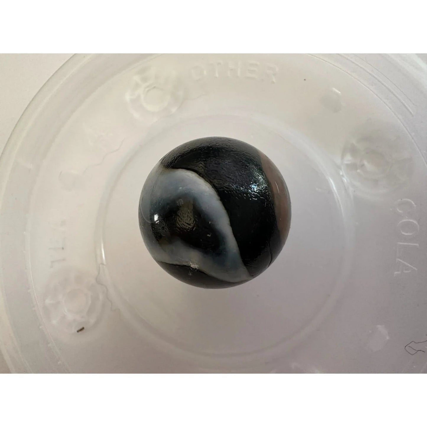 VINTAGE BLACK SHOOTER MARBLES WITH WHITE, YELLOW AND ORANGE SWIRLS - A+ Stuff - Collectibles - A+ Stuff