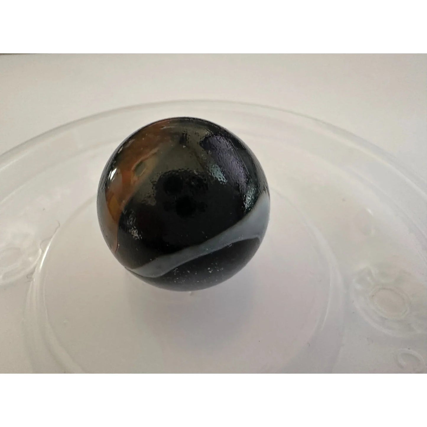 VINTAGE BLACK SHOOTER MARBLES WITH WHITE, YELLOW AND ORANGE SWIRLS - A+ Stuff - Collectibles - A+ Stuff