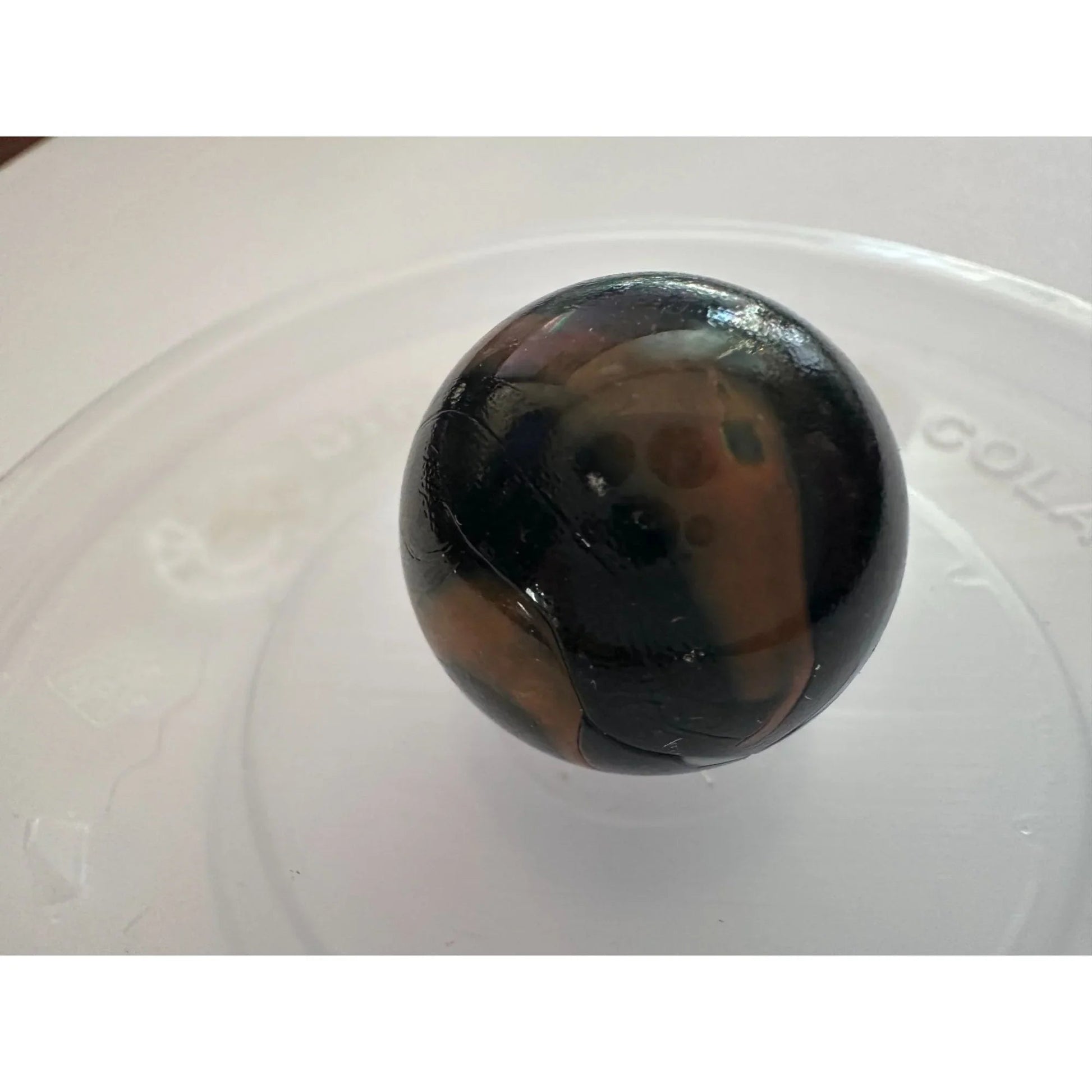 VINTAGE BLACK SHOOTER MARBLES WITH WHITE, YELLOW AND ORANGE SWIRLS - A+ Stuff - Collectibles - A+ Stuff
