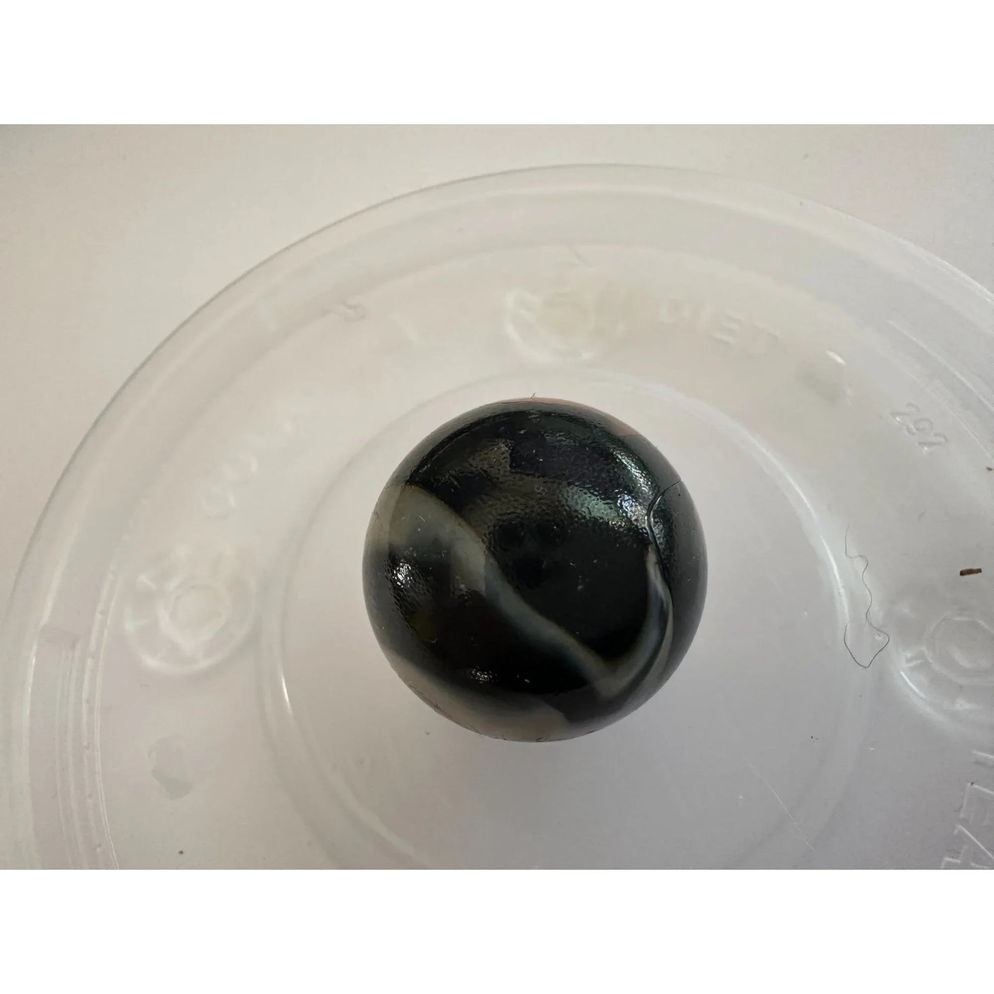 VINTAGE BLACK SHOOTER MARBLES WITH WHITE, YELLOW AND ORANGE SWIRLS - A+ Stuff - Collectibles - A+ Stuff