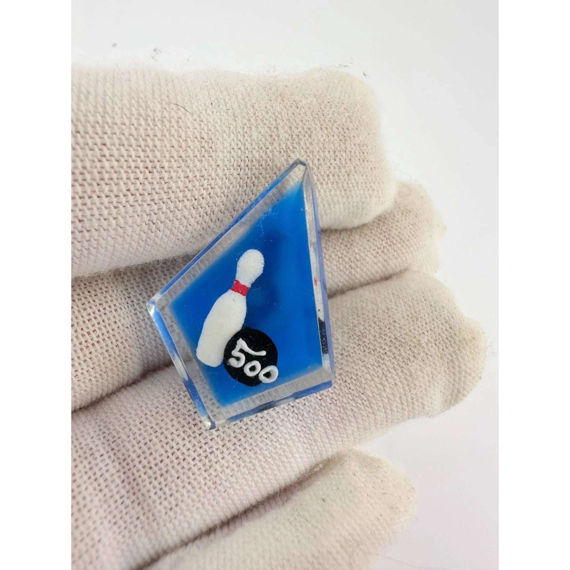 Vintage Blue Diamond Shaped Bowling 500 Award Pin - A+ Stuff - pin - A+ Stuff