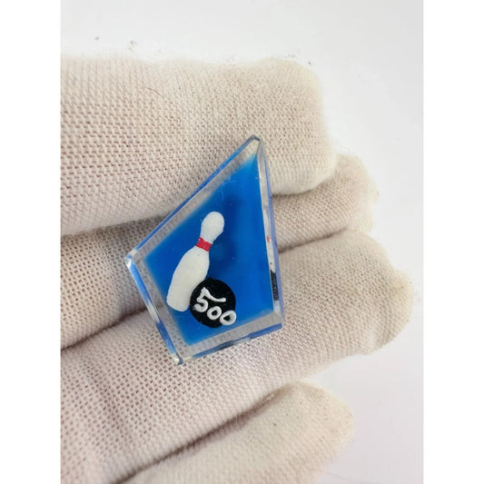 Vintage Blue Diamond Shaped Bowling 500 Award Pin - A+ Stuff - pin - A+ Stuff