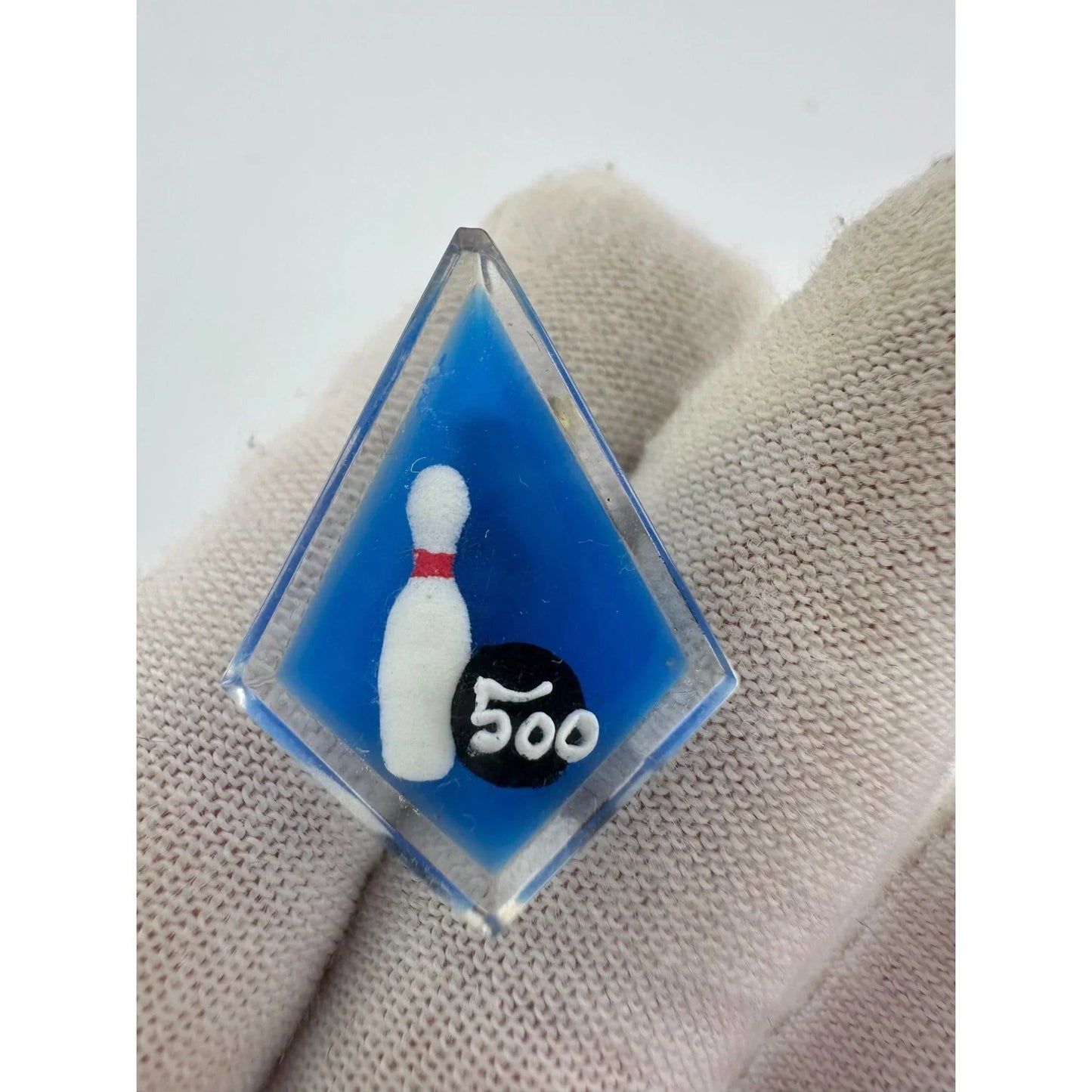 Vintage Blue Diamond Shaped Bowling 500 Award Pin - A+ Stuff - pin - A+ Stuff