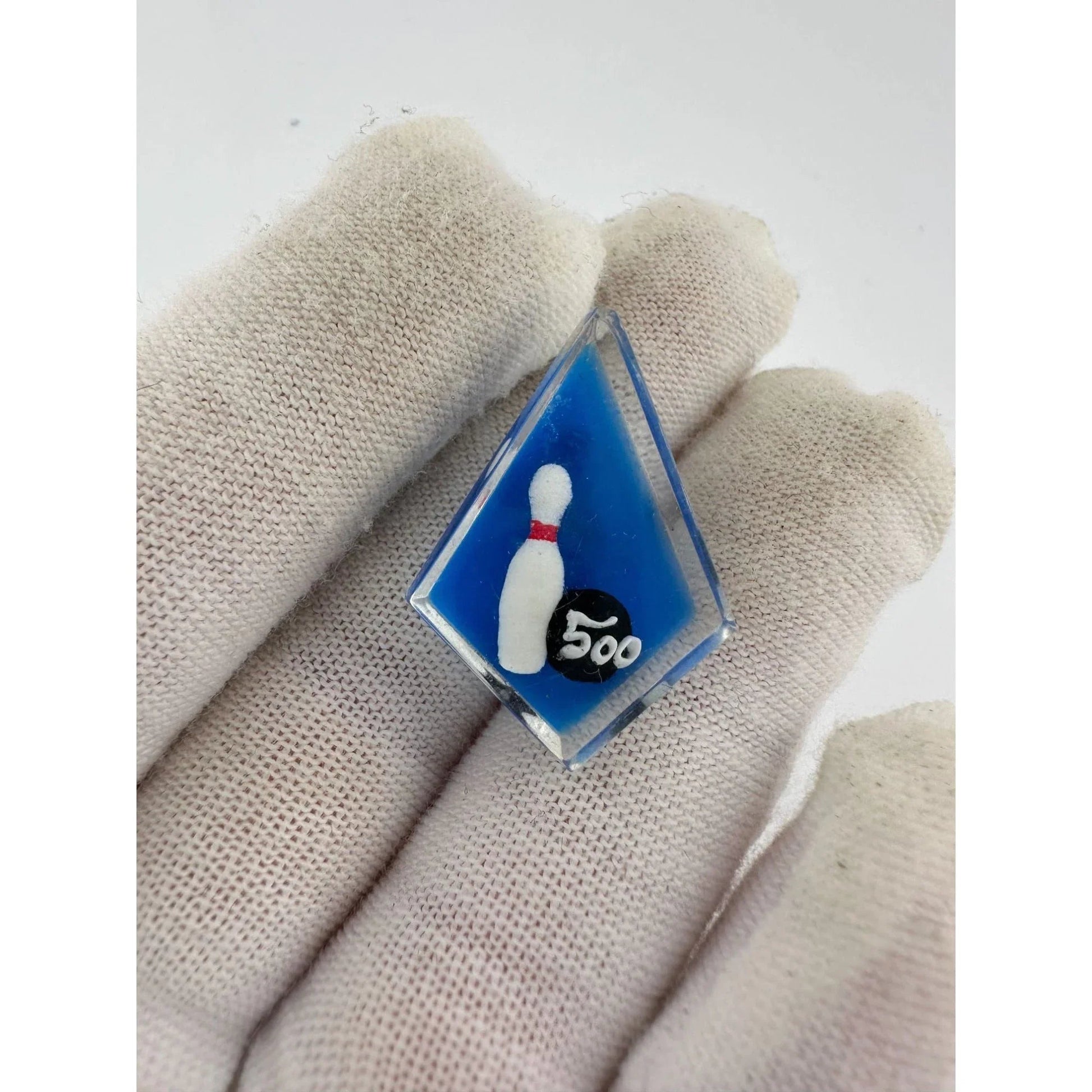 Vintage Blue Diamond Shaped Bowling 500 Award Pin - A+ Stuff - pin - A+ Stuff