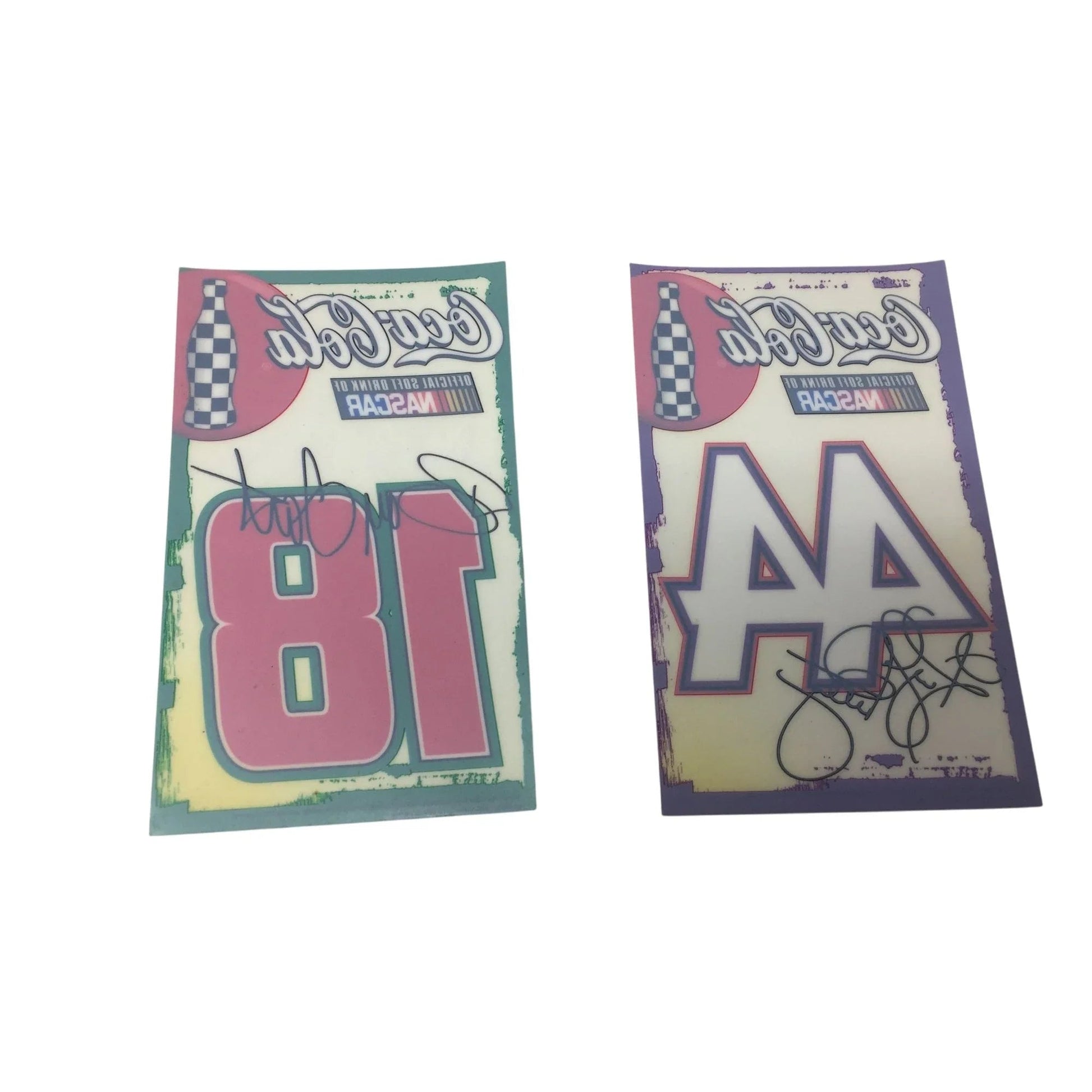 Vintage Bobby Labonte 18 and Kyle Petty 44 Coca Cola NASCAR Racing Window Decal Stickers - A+ Stuff - Sports Collectibles - A+ Stuff