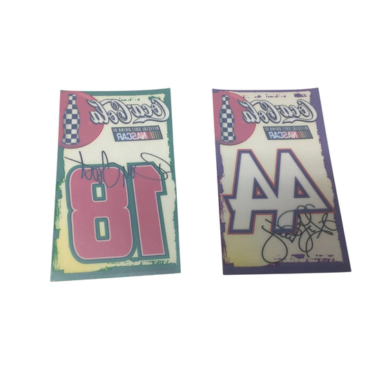 Vintage Bobby Labonte 18 and Kyle Petty 44 Coca Cola NASCAR Racing Window Decal Stickers - A+ Stuff - Sports Collectibles - A+ Stuff