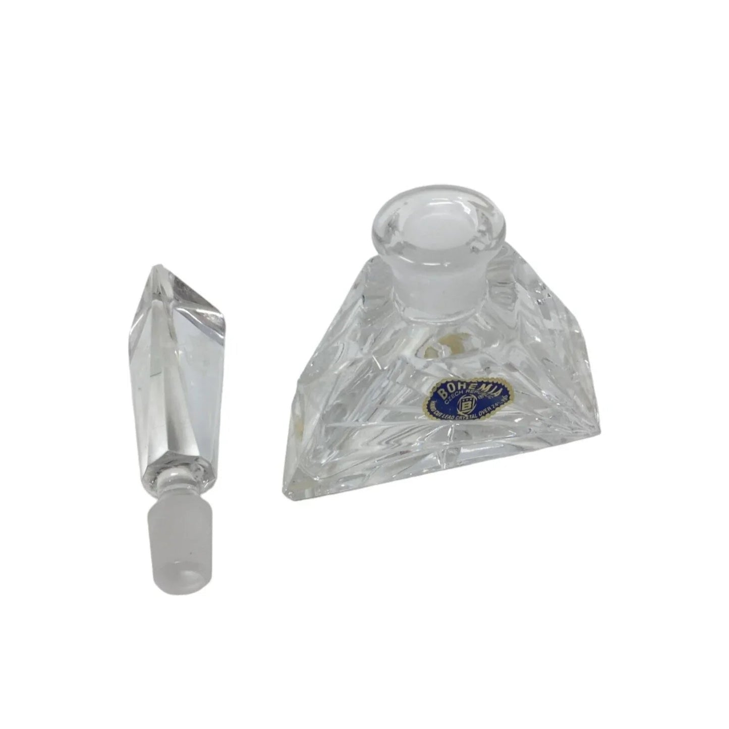Vintage Bohemia Czech Republic Hand Cut Crystal Perfume Bottle With Stopper - A+ Stuff - Perfume & Cologne - A+ Stuff
