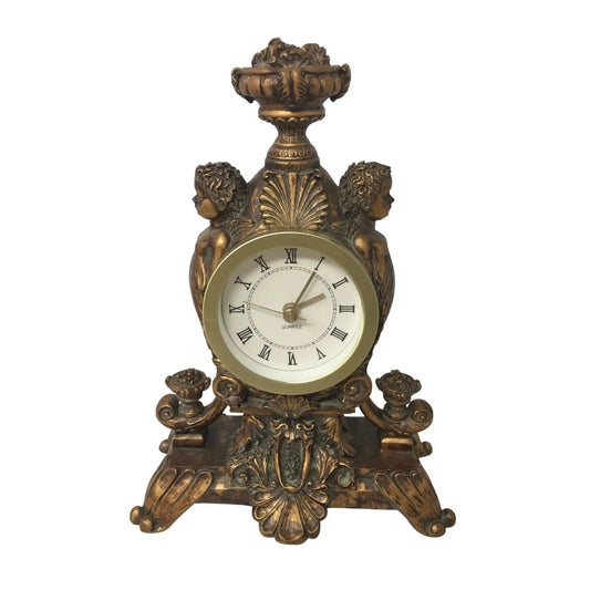 Vintage Bronze Quartz Double Cherub Angel Clock - A+ Stuff - Clock - A+ Stuff