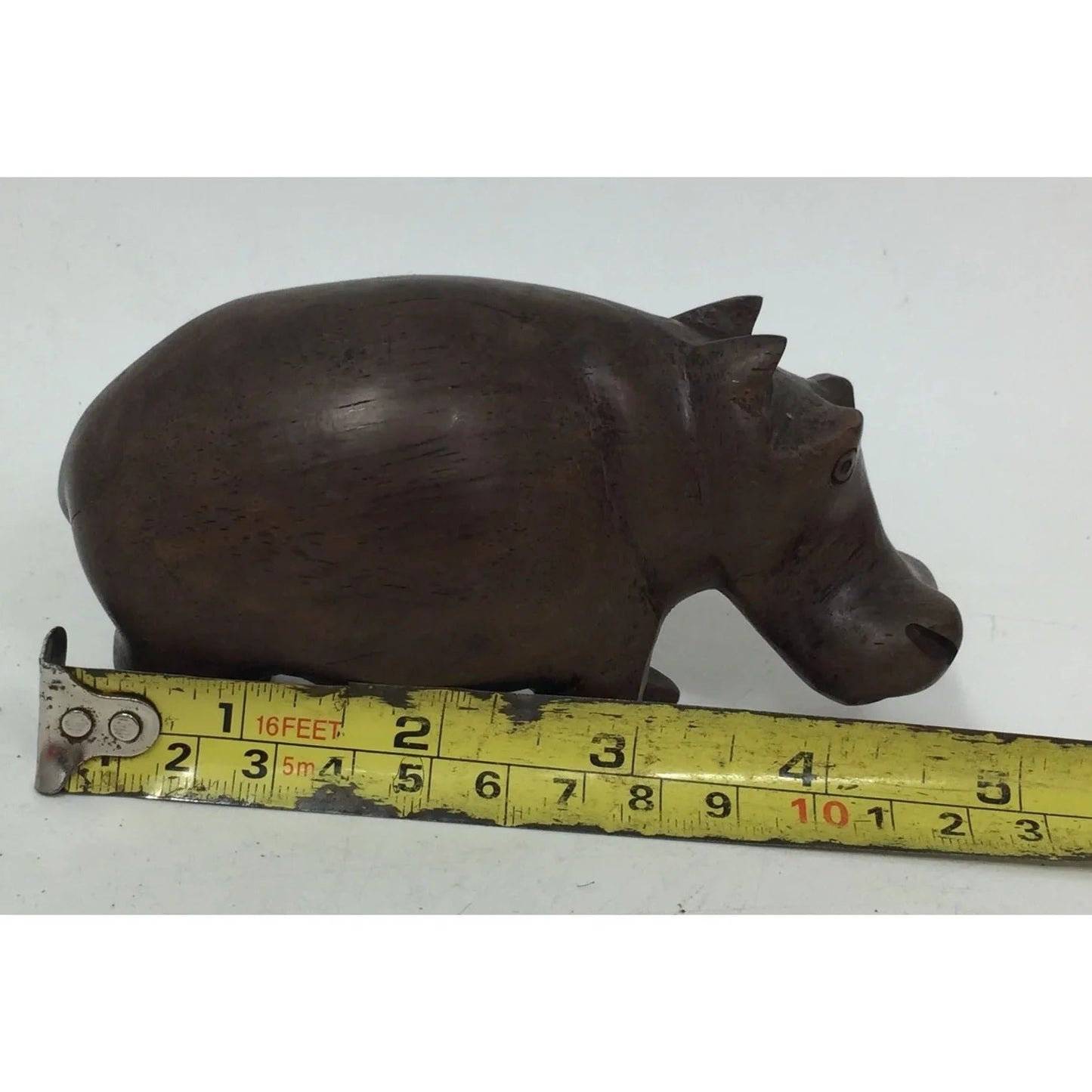 Vintage Brown Hippopotamus Hand Carved Wooden Figurine - A+ Stuff - Figurines - A+ Stuff