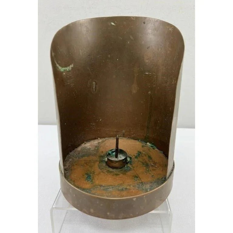 Vintage Brown Metal Primitive Candle Holder with Handle - A+ Stuff - Candle Holders - A+ Stuff