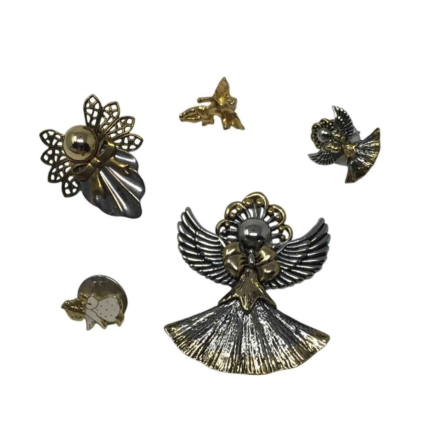 Vintage Bundle of 5 Beautiful Gold Tone Angel Pins - A+ Stuff - pin - A+ Stuff