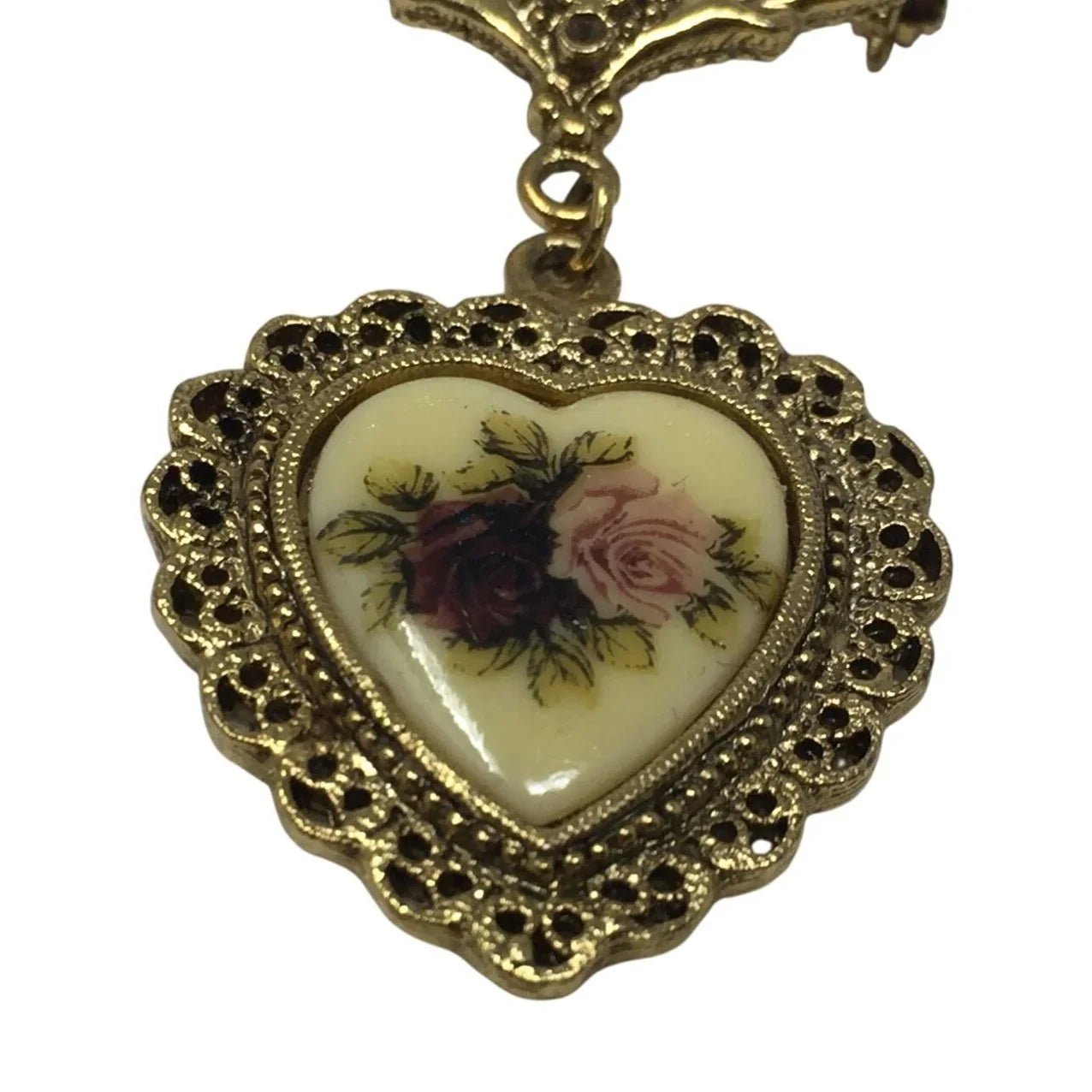 Vintage Cameo Victorian Style Flower Rose Faux Pearl Dangle Brooch Pin - A+ Stuff - Brooch - A+ Stuff