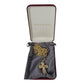 Vintage Camrose & Kross Gold Tone Red Gemstone Cross Necklace in Original Box/Case - A+ Stuff