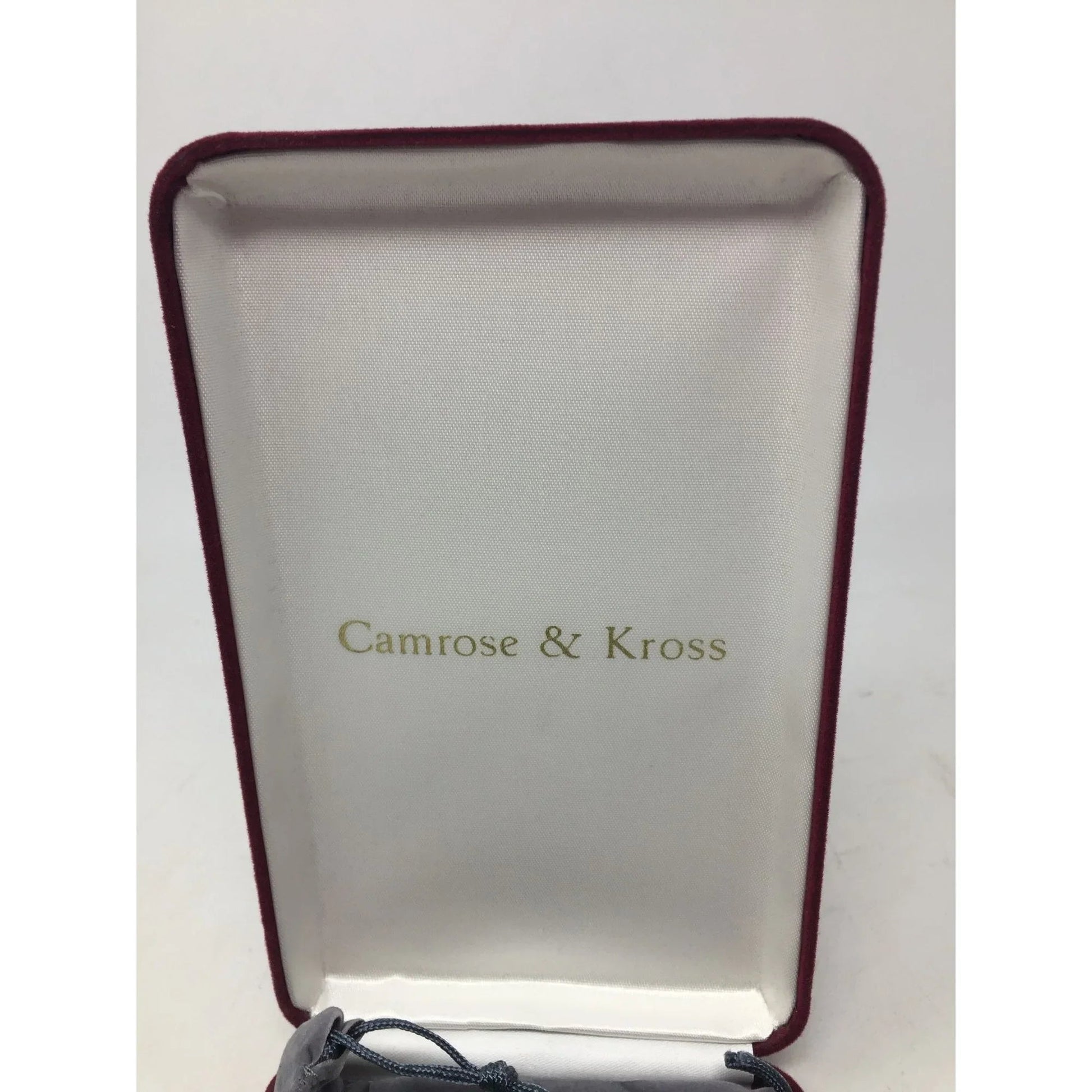 Vintage Camrose & Kross Gold Tone Red Gemstone Cross Necklace in Original Box/Case - A+ Stuff