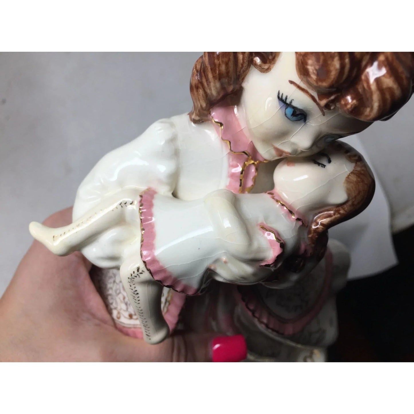 Vintage Ceramic Girl Dancing with Baby Music Box - A+ Stuff - Collectibles - A+ Stuff