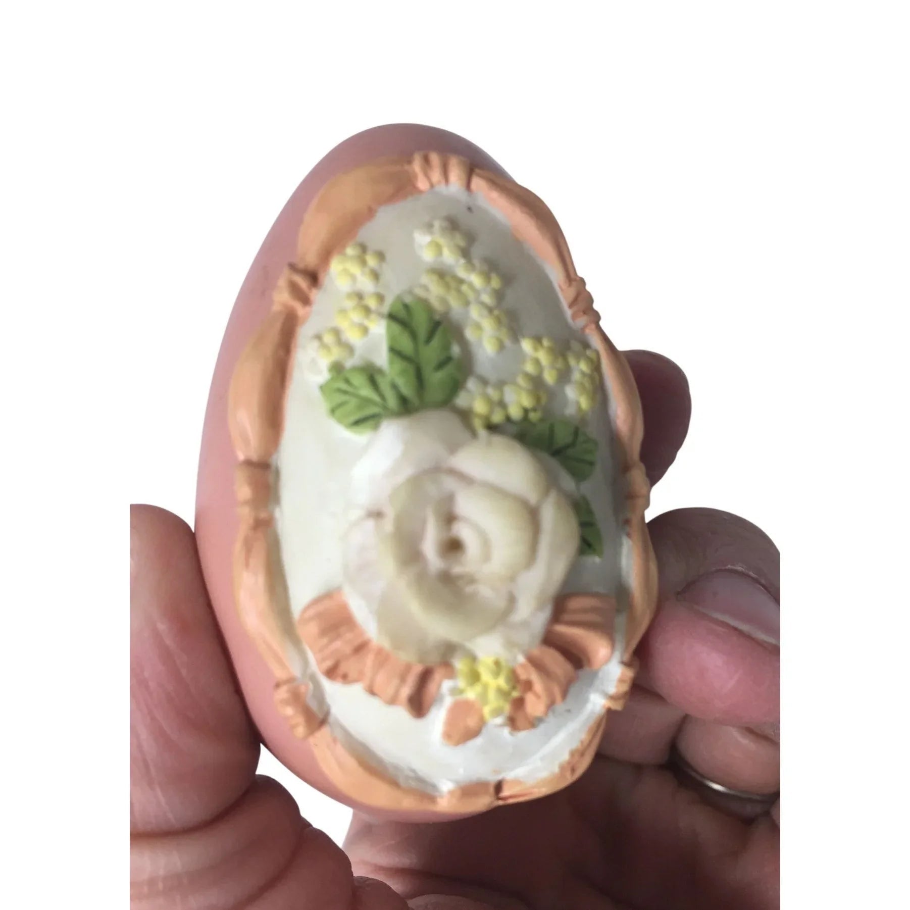 Vintage Ceramic Hand Painted Pink Easter Egg with flowers - A+ Stuff - Seasonal & Holiday Decorations - A+ Stuff