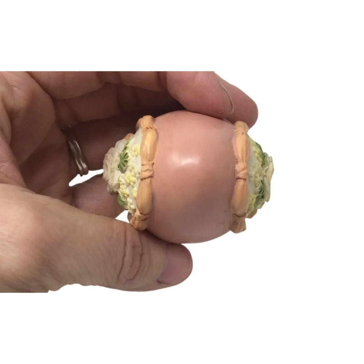 Vintage Ceramic Hand Painted Pink Easter Egg with flowers - A+ Stuff - Seasonal & Holiday Decorations - A+ Stuff