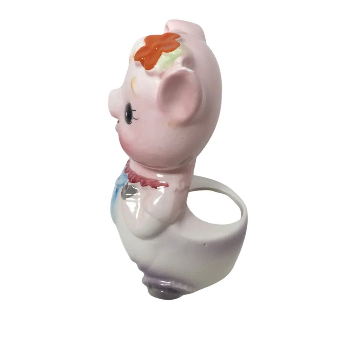 Vintage Ceramic Pink Pig Figurine with Planter/Vase attached to the back - A+ Stuff - Vaes or Planter - A+ Stuff
