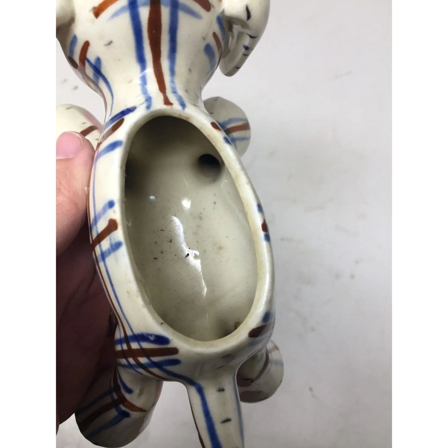 Vintage Ceramic Plaid Puppy Dog Planter/Pot - A+ Stuff - Vaes or Planter - A+ Stuff