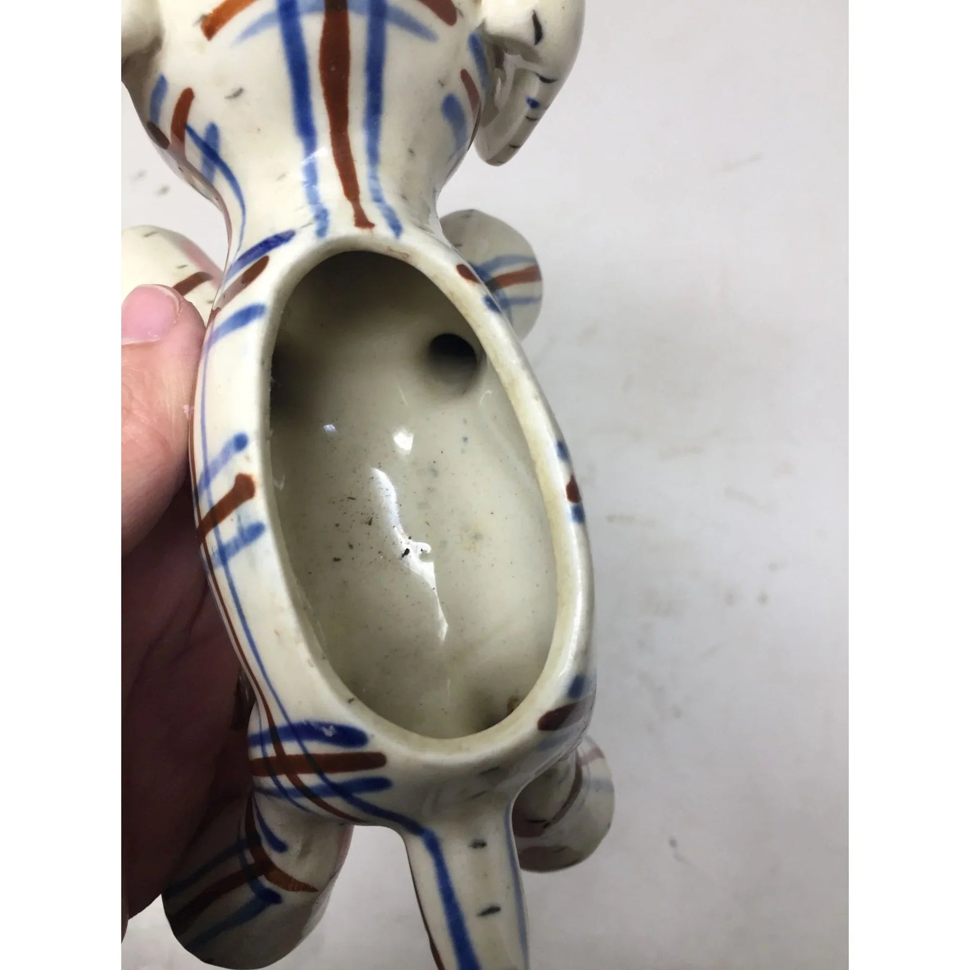 Vintage Ceramic Plaid Puppy Dog Planter/Pot - A+ Stuff - Vaes or Planter - A+ Stuff