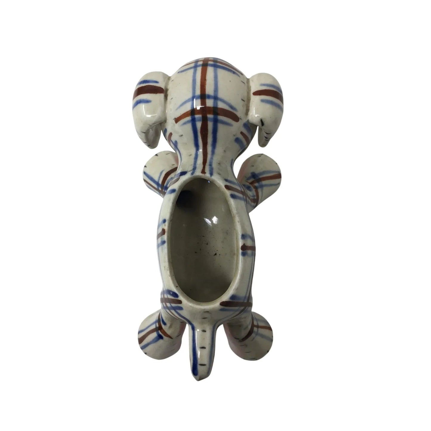 Vintage Ceramic Plaid Puppy Dog Planter/Pot - A+ Stuff - Vaes or Planter - A+ Stuff