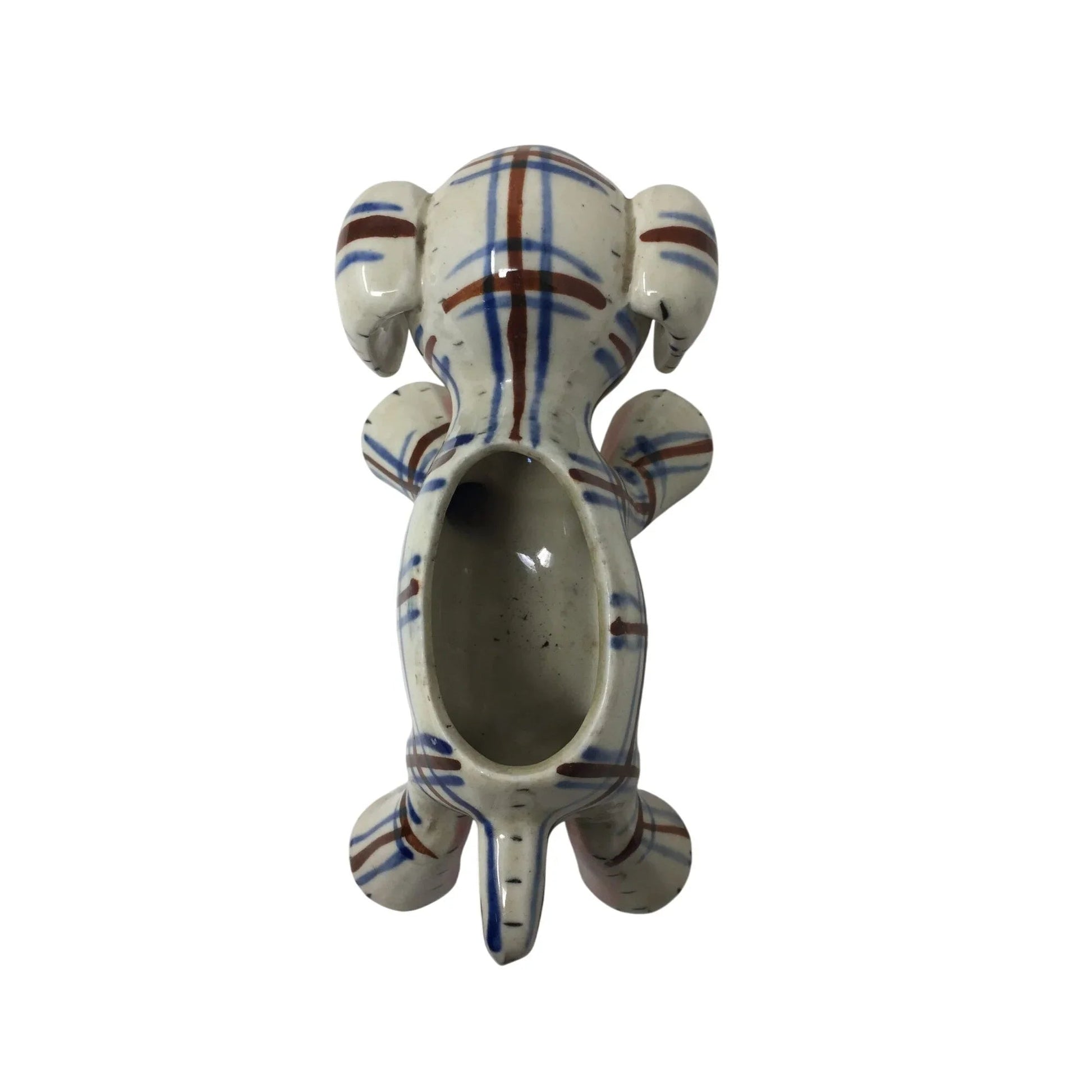 Vintage Ceramic Plaid Puppy Dog Planter/Pot - A+ Stuff - Vaes or Planter - A+ Stuff