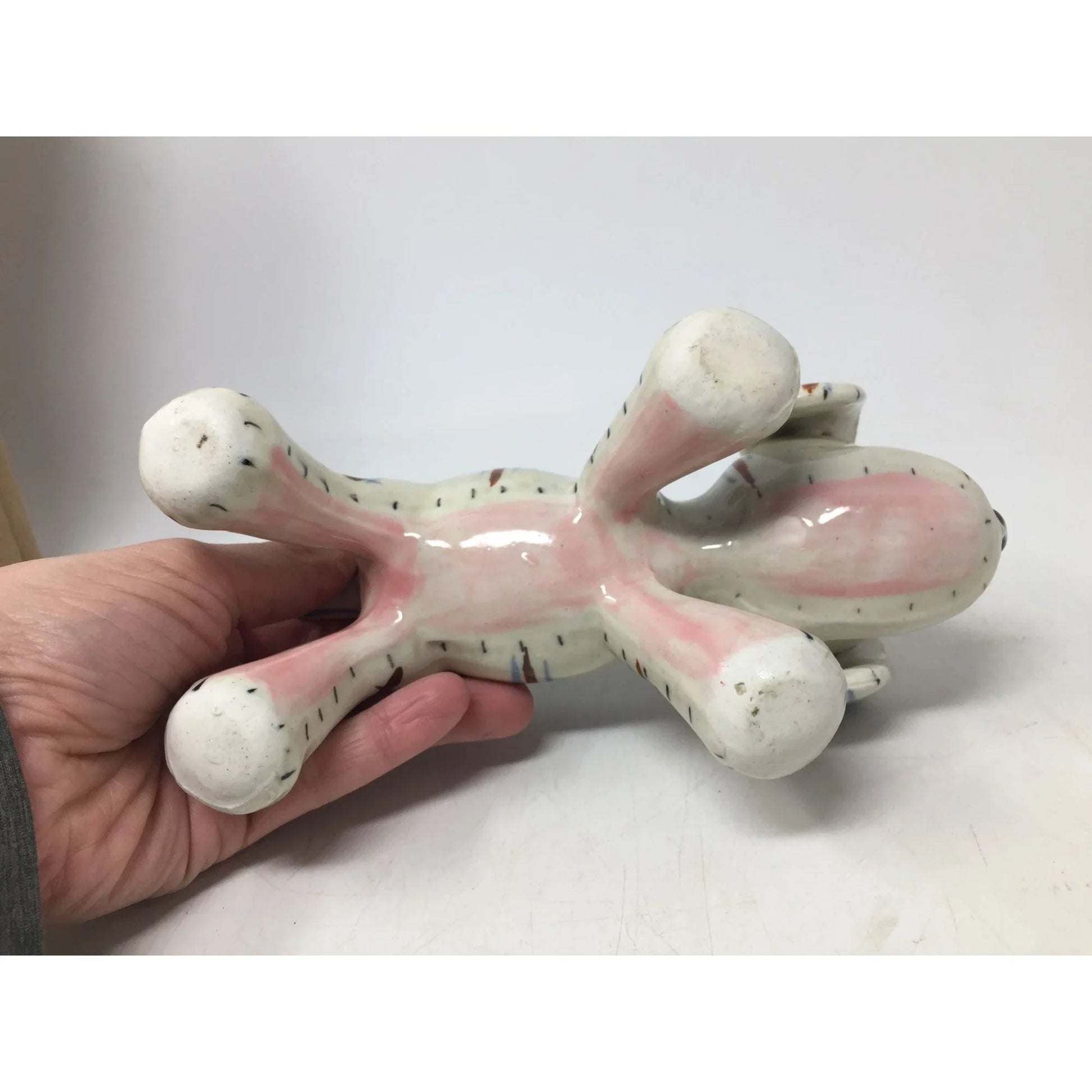 Vintage Ceramic Plaid Puppy Dog Planter/Pot - A+ Stuff - Vaes or Planter - A+ Stuff
