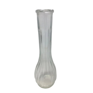 Vintage CFG Vertically Ribbed Clear Glass Bud Vase